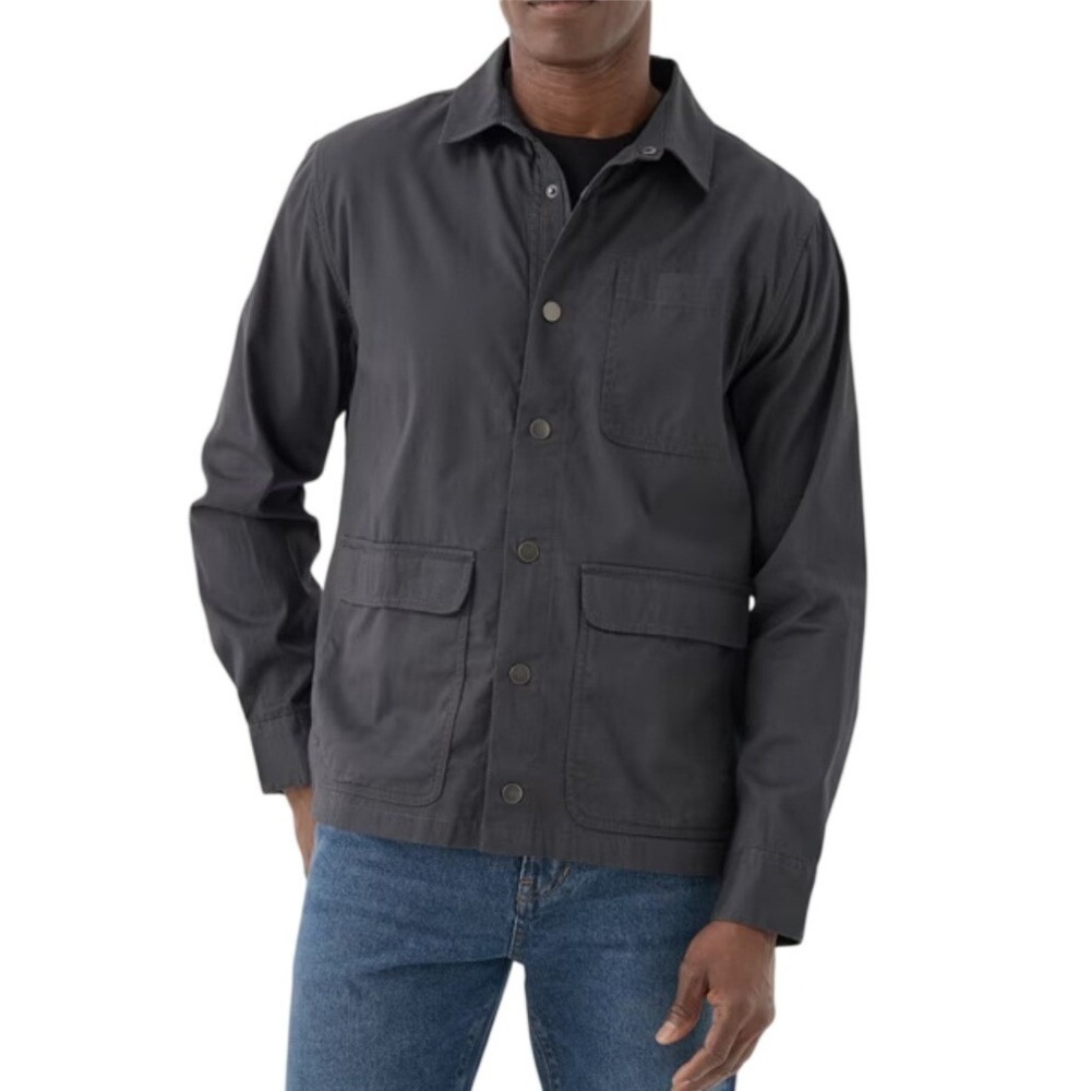Pact Daily Twill Flannel Lined Shacket Organic Cotton Chore Coat Utility Jacket